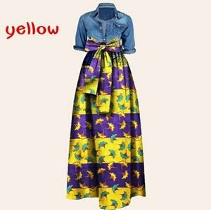 Woman's African Print Dashiki Long Max Aline Ball